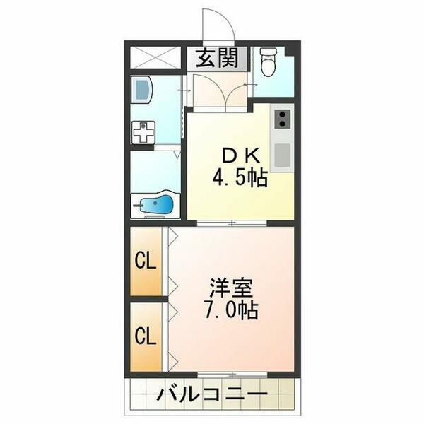 大阪府貝塚市福田(賃貸マンション1DK・2階・35.71㎡)の写真 その2