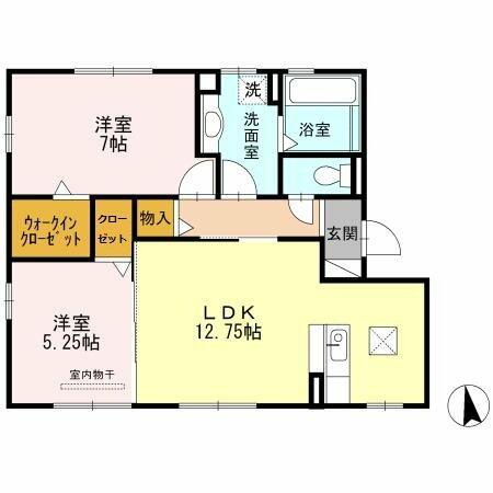 愛知県小牧市大字間々原新田(賃貸アパート2LDK・1階・60.93㎡)の写真 その2