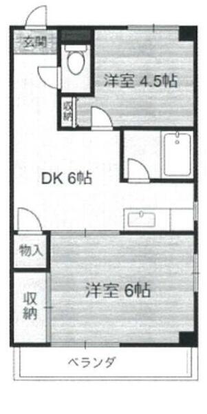 西調布ヒルズ｜東京都調布市多摩川１丁目(賃貸マンション2DK・2階・35.00㎡)の写真 その2