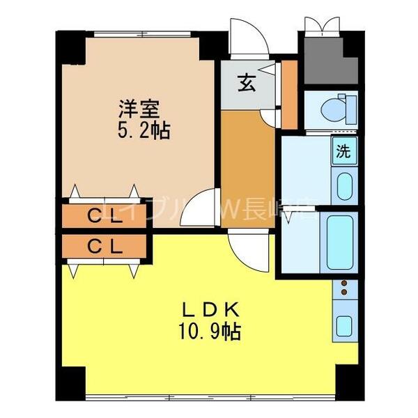 ドエル梁川公園 303｜長崎県長崎市梁川町(賃貸マンション1LDK・3階・40.20㎡)の写真 その2