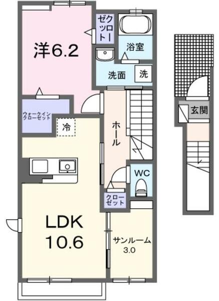 カーサ・フォーリスト｜千葉県柏市若柴(賃貸アパート1LDK・2階・51.64㎡)の写真 その2