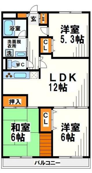 東京都調布市国領町７丁目(賃貸マンション3LDK・1階・64.91㎡)の写真 その2