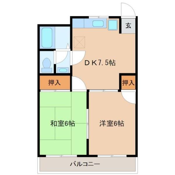 第二紫峰 102｜茨城県筑西市二木成(賃貸マンション2DK・2階・40.00㎡)の写真 その2