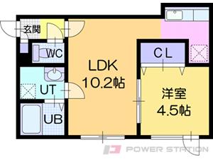 マリオット江別｜北海道江別市八条７丁目(賃貸アパート1LDK・1階・33.59㎡)の写真 その2