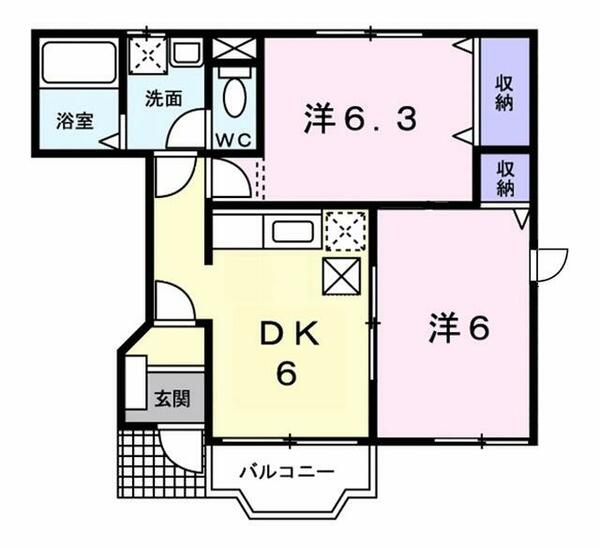 ファミール・ヒロ　Ｎ 103｜愛知県岡崎市下和田町字高畑(賃貸アパート2DK・1階・44.34㎡)の写真 その2