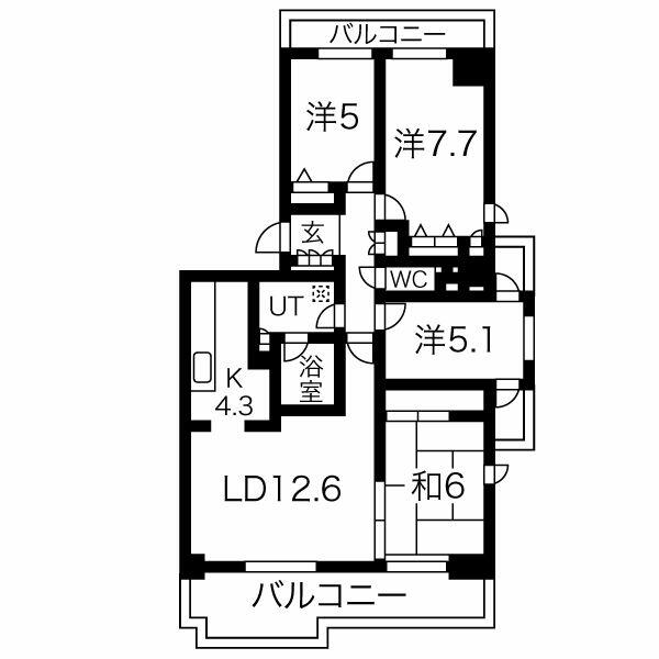 桃花台パークヒルズ五番館２１０号室 210｜愛知県小牧市城山２丁目(賃貸マンション4LDK・2階・89.75㎡)の写真 その2