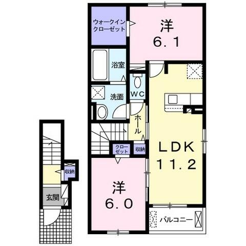 モデルノカーサ　Ｂ 204｜大分県中津市大字高瀬(賃貸アパート2LDK・2階・59.09㎡)の写真 その2