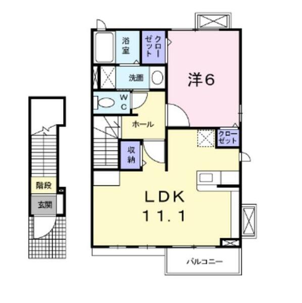 シャトンクー｜千葉県松戸市松飛台(賃貸アパート1LDK・2階・46.09㎡)の写真 その2