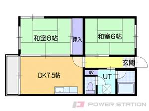 パークマンション｜北海道小樽市花園１丁目(賃貸マンション2DK・4階・43.74㎡)の写真 その2