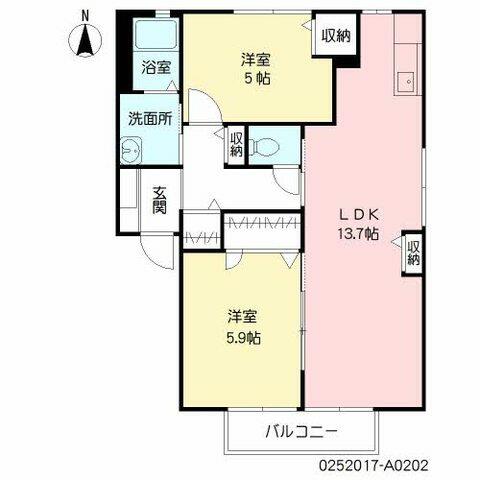 サンハウス瑞雲 A202｜大分県大分市広瀬町２丁目(賃貸アパート2LDK・2階・57.80㎡)の写真 その2