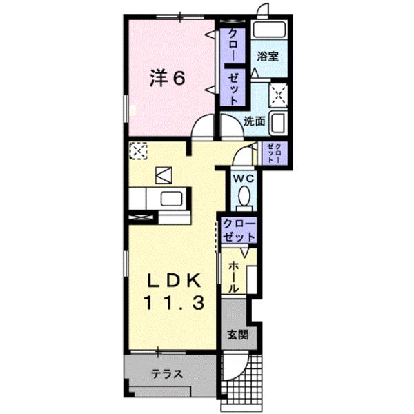 パイン　スクエア　ノース　Ｂ 0101｜佐賀県唐津市鏡新開(賃貸アパート1LDK・1階・44.18㎡)の写真 その2