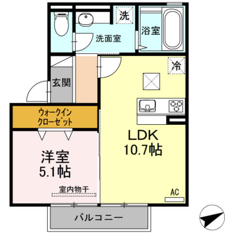 アンジュ三番街 102｜大分県中津市大字牛神(賃貸アパート1LDK・1階・42.00㎡)の写真 その2