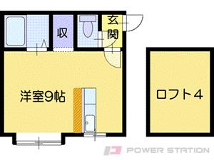 ウエストヴェリー｜北海道江別市野幌町(賃貸アパート1R・3階・26.40㎡)の写真 その2