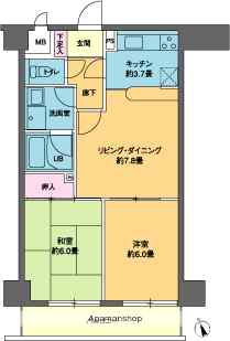 ホワイトプラザ会津｜福島県会津若松市中央２丁目(賃貸マンション2LDK・8階・52.80㎡)の写真 その2