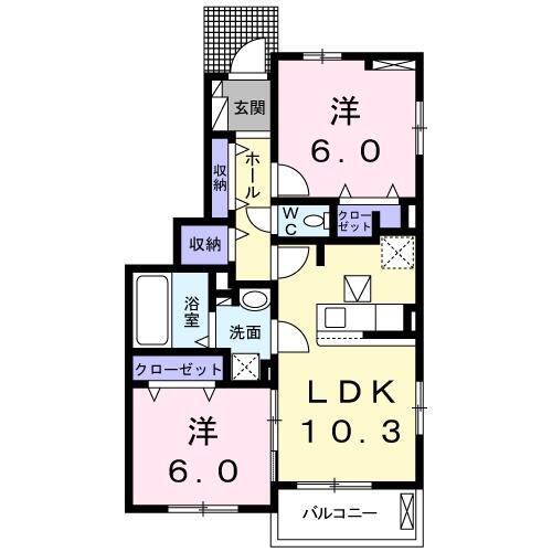 静岡県浜松市中央区入野町(賃貸アパート2LDK・1階・53.24㎡)の写真 その2