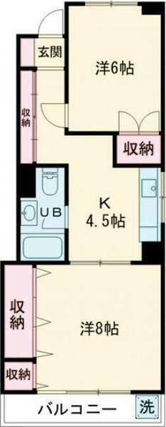 東京都世田谷区上馬４丁目(賃貸マンション2K・4階・46.61㎡)の写真 その2