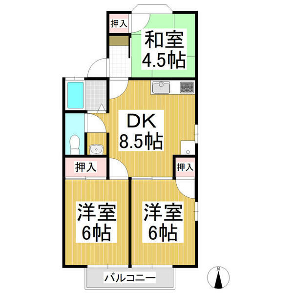 コーポ山崎（金井田）｜長野県長野市金井田(賃貸アパート3DK・2階・49.00㎡)の写真 その2