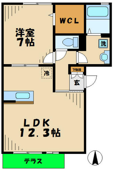 神奈川県厚木市妻田西３丁目(賃貸アパート1LDK・3階・46.47㎡)の写真 その2