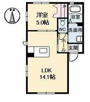 クレセントハイムＢ棟 101 ｜ 広島県福山市南手城町１丁目（賃貸アパート1LDK・1階・43.48㎡） その2