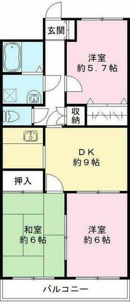 東京都東久留米市柳窪２丁目(賃貸マンション3LDK・2階・57.85㎡)の写真 その2