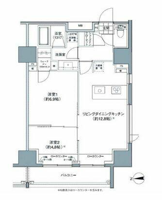 パークハビオ東中野 1103｜東京都中野区東中野１丁目(賃貸マンション2LDK・12階・56.77㎡)の写真 その2