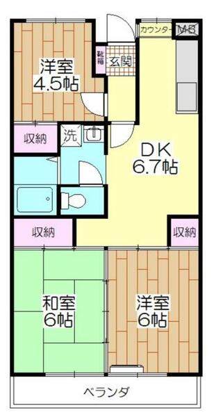 マンション紺利２ 206｜東京都足立区六月２丁目(賃貸マンション3DK・2階・50.37㎡)の写真 その2