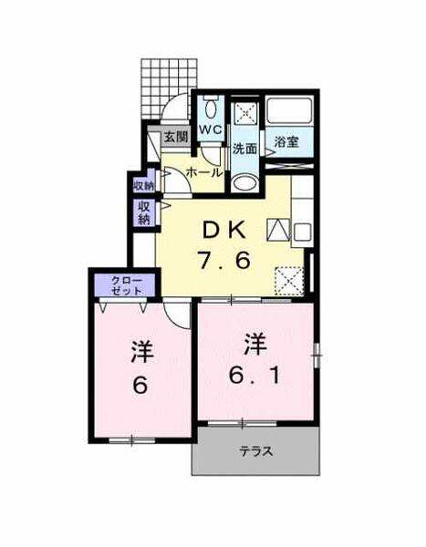 グランツ　絆　Ｂ 101｜熊本県八代市松崎町(賃貸アパート2DK・1階・45.89㎡)の写真 その2