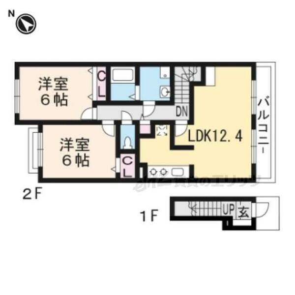 滋賀県大津市衣川１丁目(賃貸アパート2LDK・2階・59.55㎡)の写真 その2