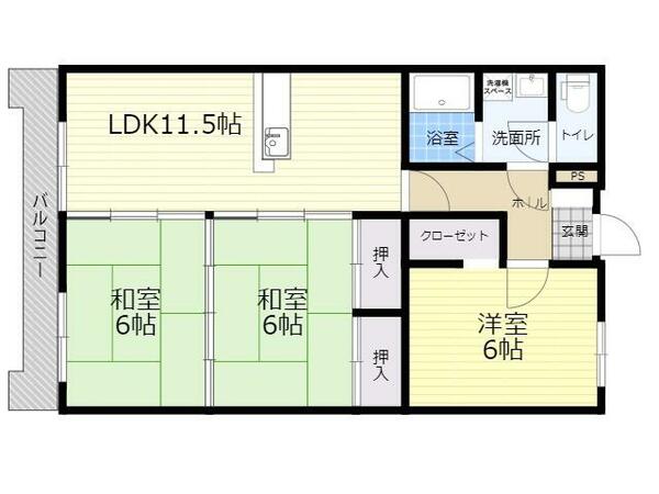 エクセルおかた 602｜大分県別府市石垣東２丁目(賃貸マンション3LDK・6階・67.42㎡)の写真 その2