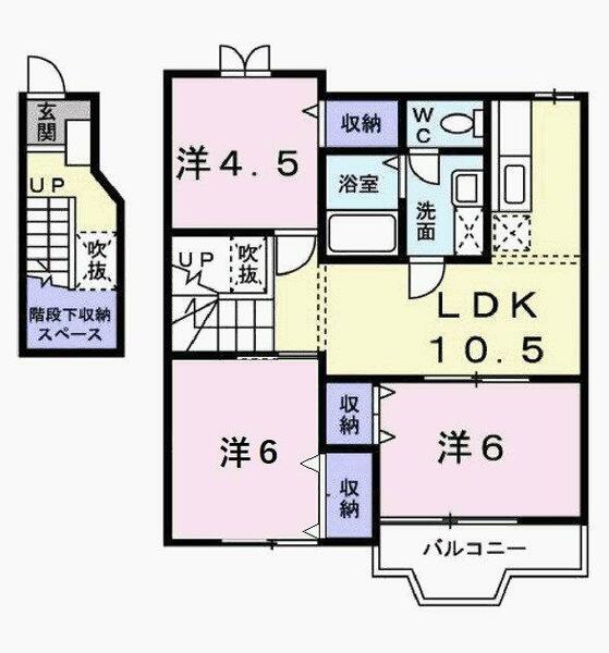 グレースガーデンⅠ 202｜兵庫県加東市上滝野(賃貸アパート3LDK・2階・65.00㎡)の写真 その2