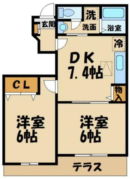 ドエル５６ 202｜東京都日野市豊田１丁目(賃貸アパート2LDK・2階・61.54㎡)の写真 その3