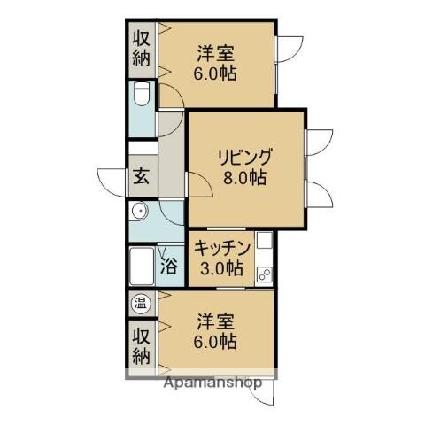 ハイツＫＭＨ｜北海道滝川市明神町３丁目(賃貸アパート2LDK・1階・53.00㎡)の写真 その2