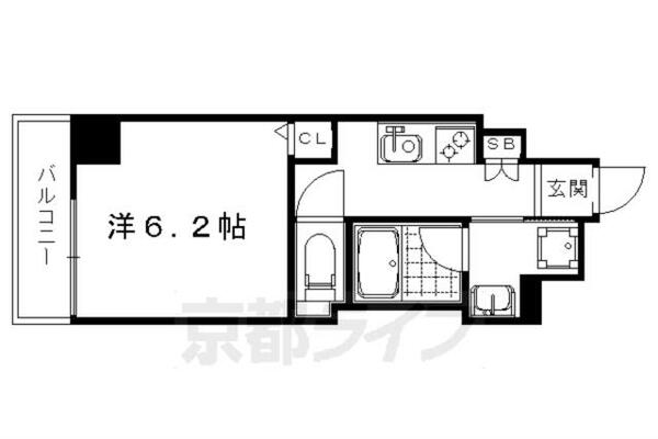 京都府京都市下京区西七条北衣田町(賃貸マンション1K・6階・22.87㎡)の写真 その2