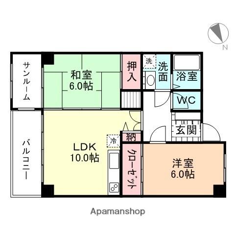 富山県富山市山室(賃貸マンション2LDK・5階・73.60㎡)の写真 その2