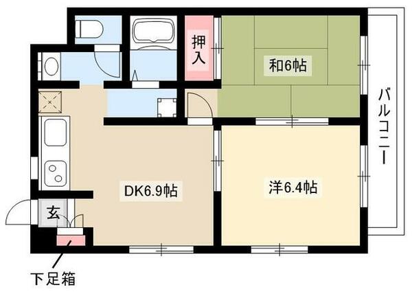 グランドステータス林 104｜愛知県名古屋市北区楠１丁目(賃貸マンション2DK・1階・43.58㎡)の写真 その2