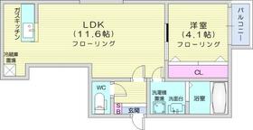 北海道札幌市北区北二十一条西３丁目（賃貸マンション1LDK・4階・34.59㎡） その2