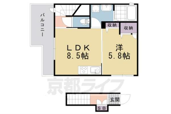 Ｓｈａ　Ｍａｉｓｏｎ　Ｅｌ　Ｖｉｓｔａ 203｜京都府京都市伏見区深草寺内町(賃貸アパート1LDK・2階・45.00㎡)の写真 その2