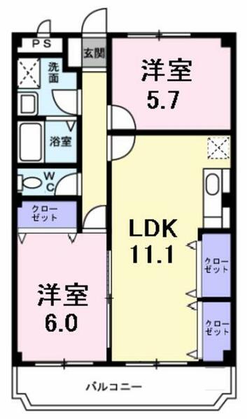 和歌山県和歌山市毛見(賃貸マンション2LDK・2階・56.69㎡)の写真 その2