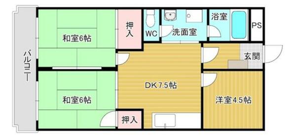 シャトレ沼本町ＩＩ 403｜福岡県北九州市小倉南区沼本町１丁目(賃貸マンション3DK・4階・51.94㎡)の写真 その2