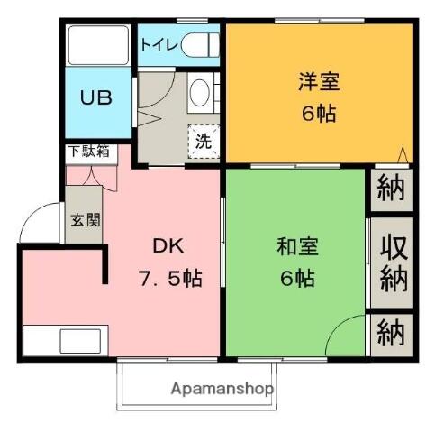 ドミール庄内南｜愛媛県新居浜市庄内町５丁目(賃貸アパート2DK・2階・42.14㎡)の写真 その2