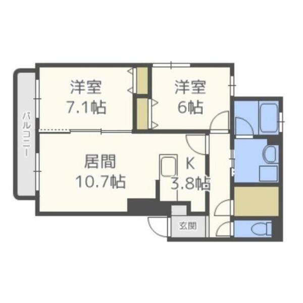北海道札幌市中央区南十五条西１２丁目(賃貸マンション2LDK・2階・66.41㎡)の写真 その2