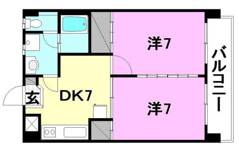 アプリーテ２ 202｜愛媛県松山市高岡町(賃貸マンション2DK・2階・44.80㎡)の写真 その2
