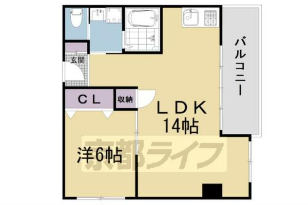 ワールドダック 602｜京都府京都市左京区下鴨東本町(賃貸マンション1LDK・6階・50.97㎡)の写真 その2