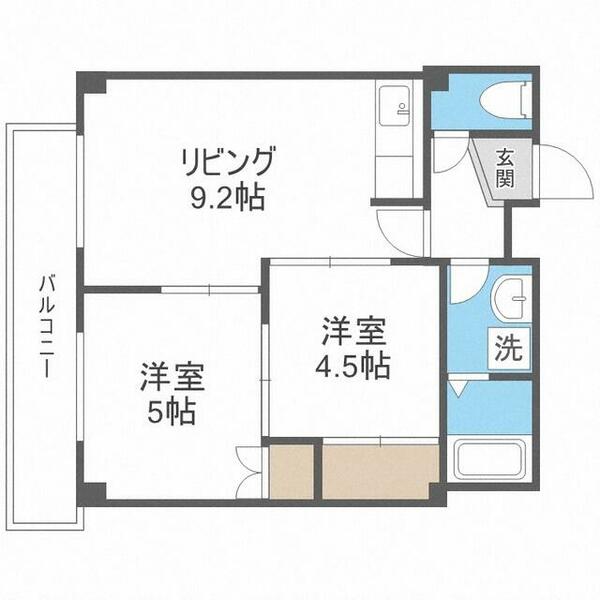 エンゼルハイツ｜北海道札幌市白石区南郷通７丁目南(賃貸アパート2LDK・3階・30.00㎡)の写真 その2