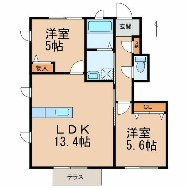 和歌山県和歌山市太田(賃貸アパート2LDK・1階・54.01㎡)の写真 その2