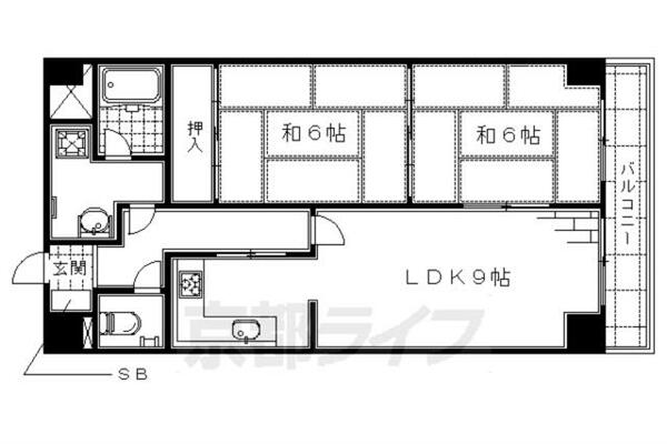 エミネンス善 403｜京都府京都市伏見区竹田段川原町(賃貸マンション2LDK・4階・56.02㎡)の写真 その2