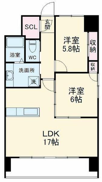 岐阜県岐阜市長住町９丁目(賃貸マンション2LDK・11階・68.18㎡)の写真 その2