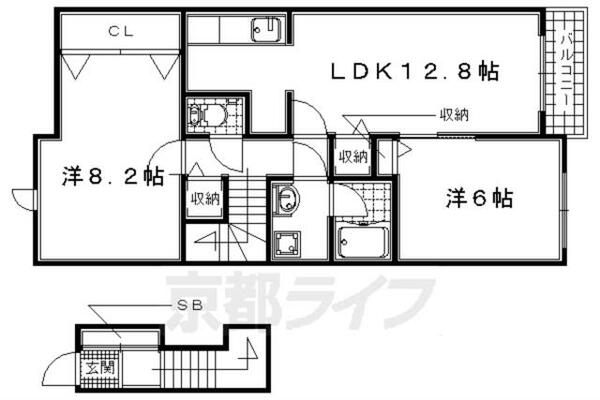 京都府木津川市相楽一新堂(賃貸アパート2LDK・2階・64.51㎡)の写真 その2