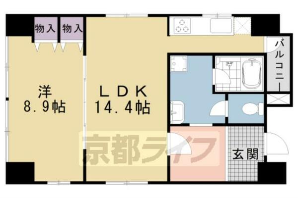 ホーユウパレス京都河原町 202｜京都府京都市下京区麩屋町通高辻下る鍵屋町(賃貸マンション1LDK・2階・51.19㎡)の写真 その2