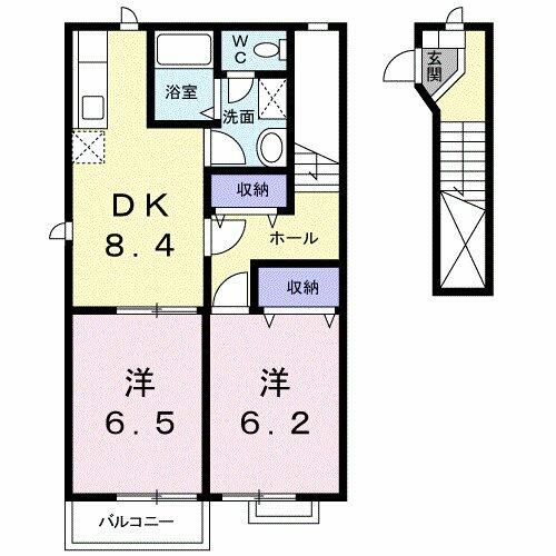 和歌山県和歌山市紀三井寺(賃貸アパート2DK・2階・54.76㎡)の写真 その2